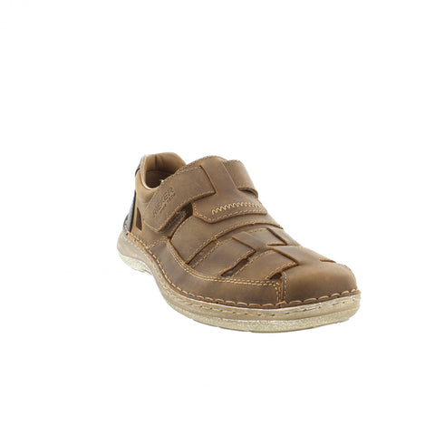Rieker 03078-25 Brown Mens Closed Toe Leather Touch Fastening Sandals