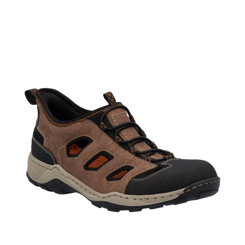 Rieker 08078-24 Brown Combination Mens Ready2Go Lightweight Breathable Slip On Shoes