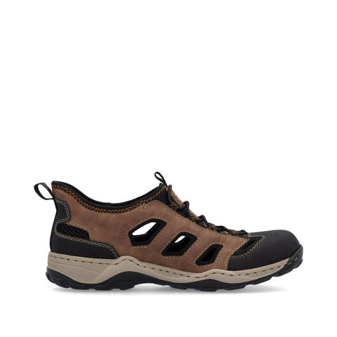 Rieker 08078-24 Brown Combination Mens Ready2Go Lightweight Breathable Slip On Shoes