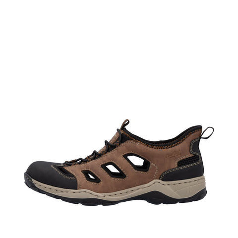 Rieker 08078-24 Brown Combination Mens Ready2Go Lightweight Breathable Slip On Shoes