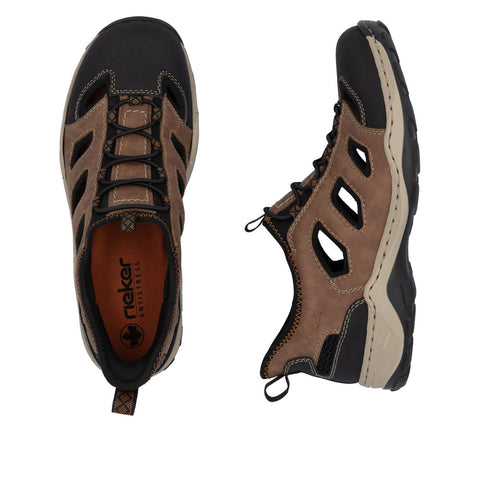 Rieker 08078-24 Brown Combination Mens Ready2Go Lightweight Breathable Slip On Shoes
