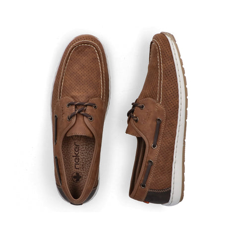 Rieker 08816-24 Mens Brown Casual Comfort Lace Up Boat Deck Shoes