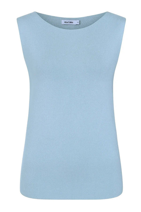 Alice Collins Vida Sleeveless Top Chalk Blue