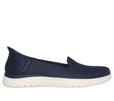 Skechers Slip - Ins 138182/NVW Navy White Womens On - The - Go Flex - Clover Hands Free Slip On Trainers Shoes