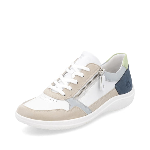 Remonte D1E06-81 Womens Blue Jeans Combi Leather Lace Up Trainers