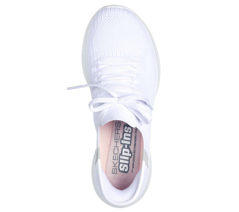 Skechers Slip - Ins 149710/WHT White Ultra Flex- Brilliant Path Womens Casual Comfort Hands Free Slip On Shoes