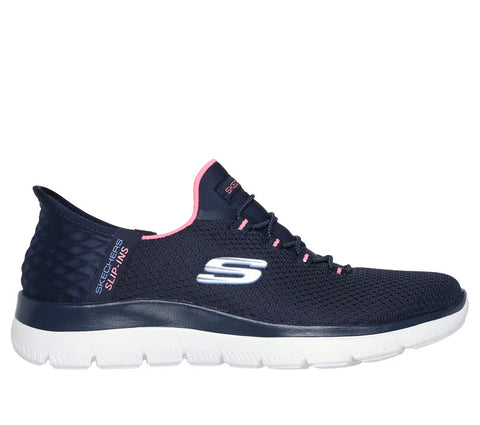 Skechers Slip - Ins 150123W/NVPK Navy Pink Summits Wide Fit Womens Casual Comfort Hands Free Slip On Shoes