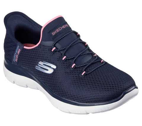 Skechers Slip - Ins 150123W/NVPK Navy Pink Summits Wide Fit Womens Casual Comfort Hands Free Slip On Shoes
