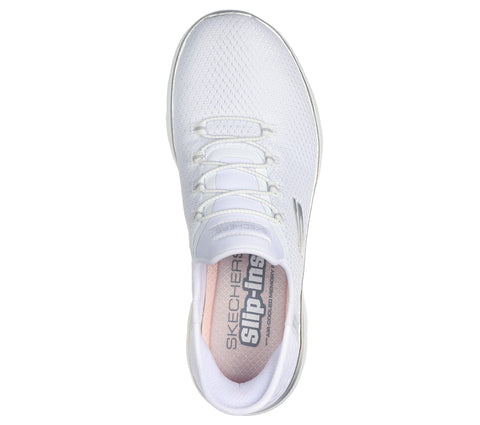 Skechers Slip - Ins 150123/WSL White Silver Summits - Diamond Dream Womens Casual Comfort Hands Free Slip On Shoes