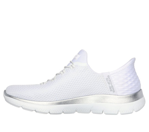 Skechers Slip - Ins 150123/WSL White Silver Summits - Diamond Dream Womens Casual Comfort Hands Free Slip On Shoes
