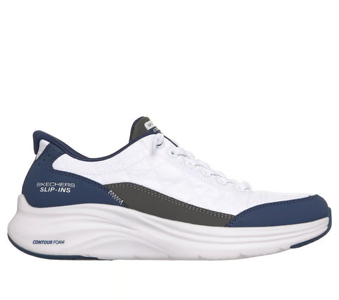 Skechers Slip - Ins 150404/WNV White Navy Contour Foam Womens Casual Comfort Hands Free Slip On Shoes