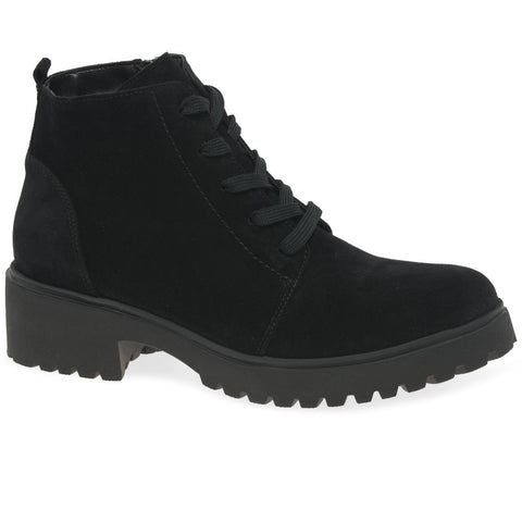 Waldlaufer Womens 716807 195 001 Schwarz H-Luise Wide Fitting Lace Up Zip Up Ankle Boots