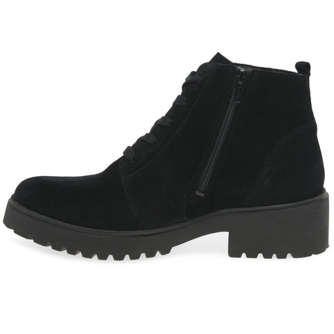 Waldlaufer Womens 716807 195 001 Schwarz H-Luise Wide Fitting Lace Up Zip Up Ankle Boots