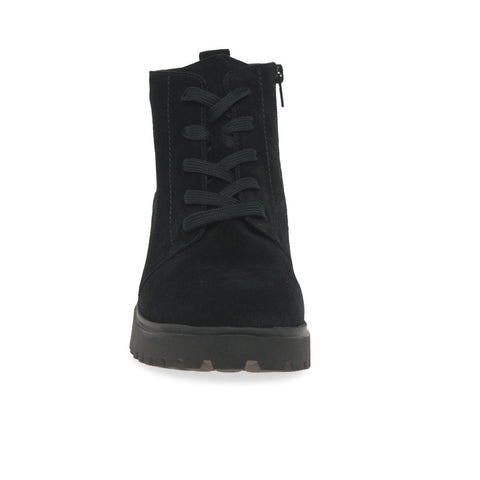 Waldlaufer Womens 716807 195 001 Schwarz H-Luise Wide Fitting Lace Up Zip Up Ankle Boots