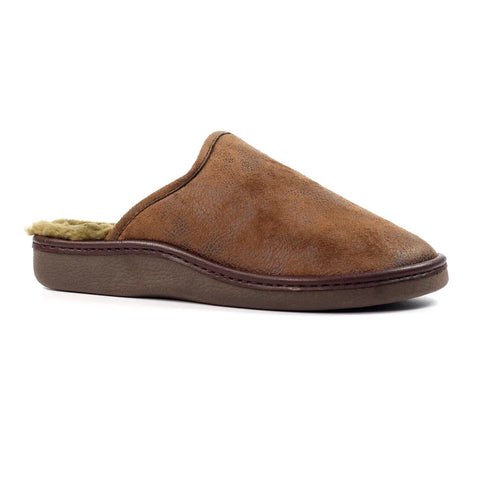 Lazy Dogz Glen II Brown Mens Comfort Faux Fur Lined Mule Slippers