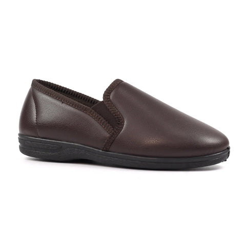 Lazy Dogz Trent II Brown Mens Fleece Lined Comfort Slippers