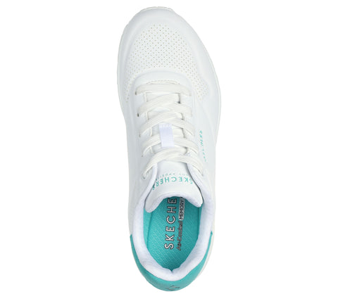 Skechers 177092/WMNT White/Mint Uno - Pop Back Womens Casual Comfort Lace Up Trainers