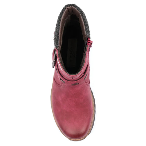Lunar Haley Burgundy Womens Casual Comfort Waterproof Zip Up Ankle Boots