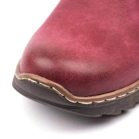 Lunar Haley Burgundy Womens Casual Comfort Waterproof Zip Up Ankle Boots