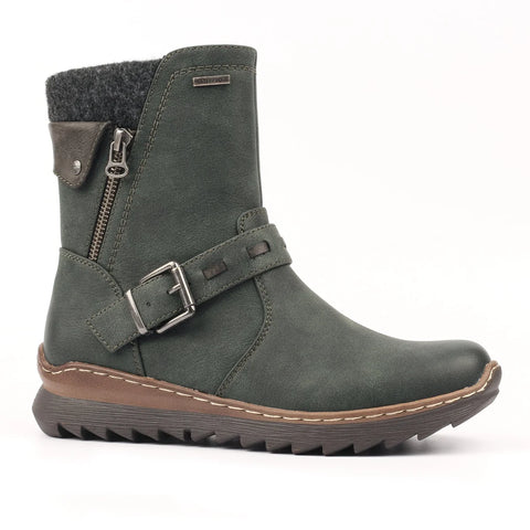 Lunar Haley Green Womens Casual Comfort Waterproof Zip Up Ankle Boots