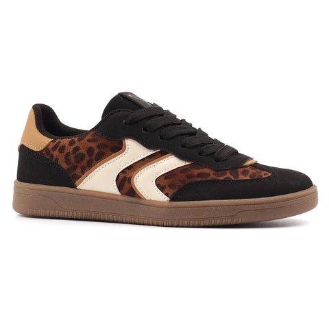 Lunar Jersey Black Womens Lace Up Trainers
