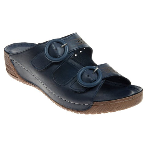 Adesso Juno Navy Womens Comfort Casual Touch Fastening Mules Sandals