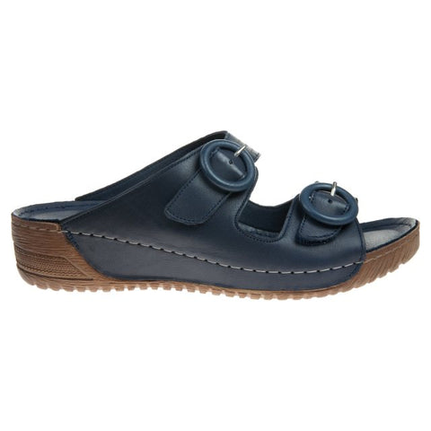 Adesso Juno Navy Womens Comfort Casual Touch Fastening Mules Sandals