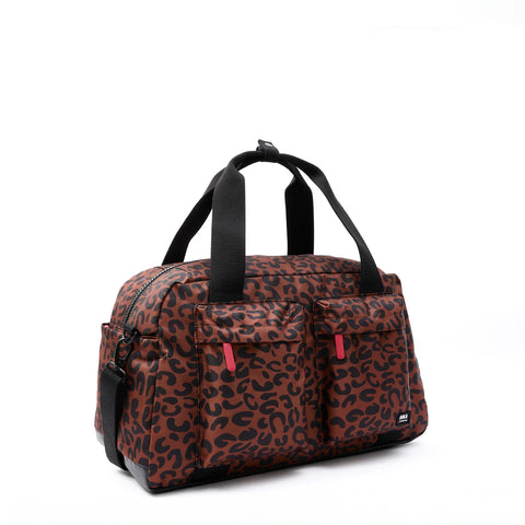 Roka Gatwick Scarlet Leopard Print Recycled Canvas Travel Bag