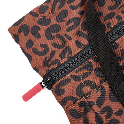 Roka Canfield B Small Scarlet Leopard Print Recycled Canvas Roll-top Backpack