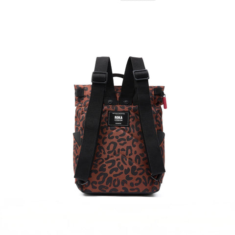 Roka Canfield B Medium Scarlet Leopard Print Recycled Canvas Roll-top Backpack