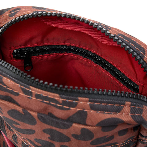 Roka Bond Scarlet Leopard Print Recycled Canvas Crossbody Bag