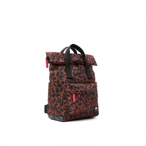 Roka Canfield B Medium Scarlet Leopard Print Recycled Canvas Roll-top Backpack