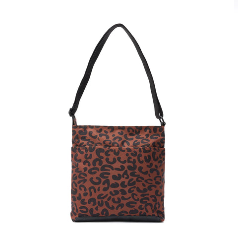 Roka Kennington B Medium Scarlet Leopard Print Recycled Canvas Cross Body Bag