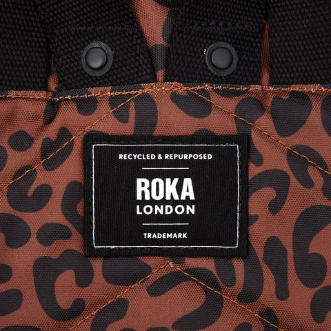 Roka Canfield B Medium Scarlet Leopard Print Recycled Canvas Roll-top Backpack