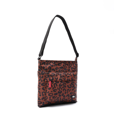 Roka Kennington B Medium Scarlet Leopard Print Recycled Canvas Cross Body Bag