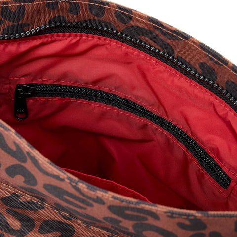 Roka Kennington B Medium Scarlet Leopard Print Recycled Canvas Cross Body Bag