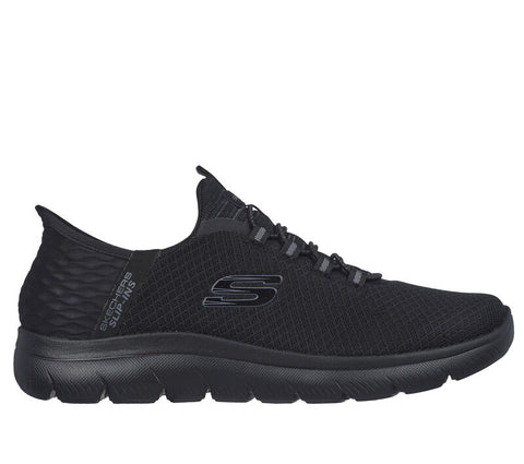 Skechers Slip Ins 232457/BBK Black Mens Casual Comfort Hands Free Slip On Elastic Lace Trainers