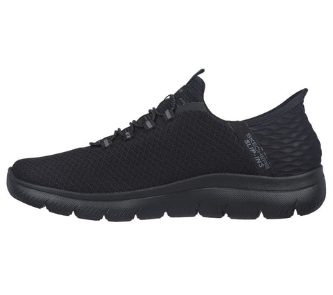 Skechers Slip Ins 232457/BBK Black Mens Casual Comfort Hands Free Slip On Elastic Lace Trainers