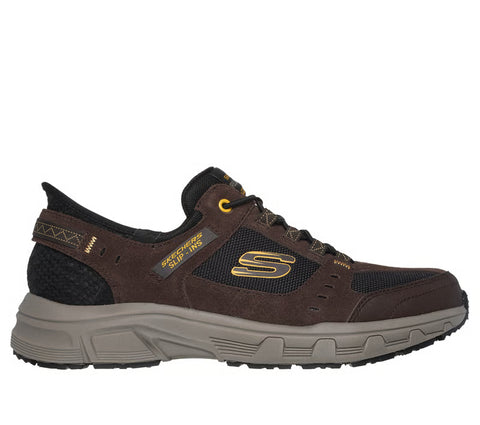 Skechers Slip Ins 237450/BRBK Brown/Black RF: Oak Canyon Mens Casual Comfort Hands Free Slip On Elastic Lace Trainers