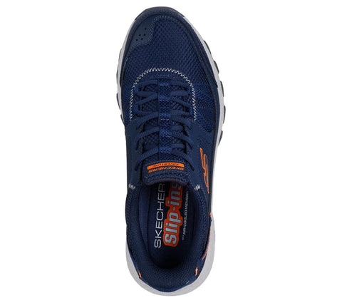 Skechers Slip Ins 237634/NVOR Navy Orange Dynamite AT - Escapar Mens Casual Comfort Hands Free Slip On Shoes