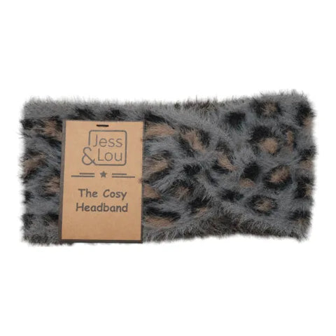 Jess and Lou Grey Cosy Animal Print Headband