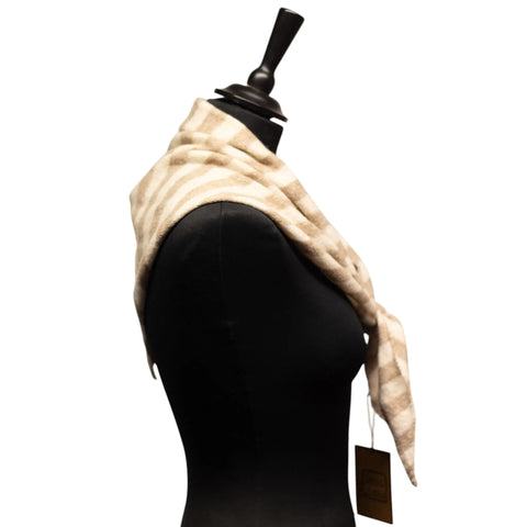 Jess and Lou Oatmeal/White Midweight Cosy Knit Triangle Scarf