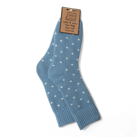Jess And Lou Cornflower Dots Cosy Ribbed Super Soft Wool Blend Socks