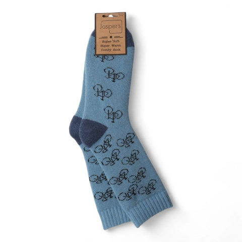 Jaspers Cornflower Blue Brilliant Bikes Mens Cosy Ribbed Super Soft Wool Blend Socks