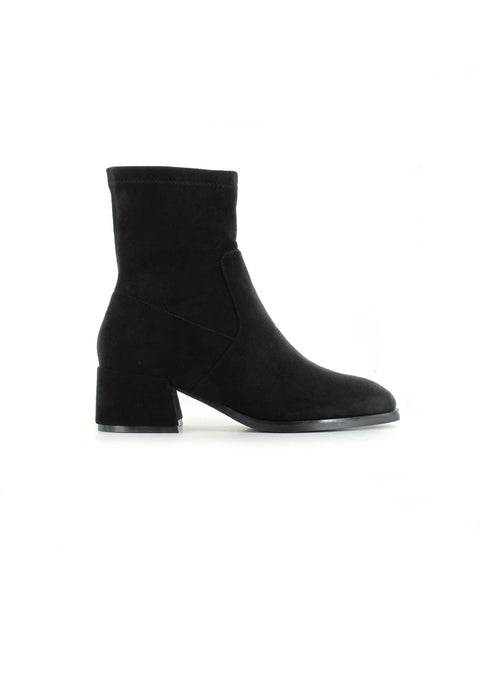 Ella Sammy Black Faux Suede Womens Block Heel Ankle Boots