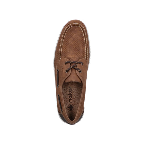 Rieker 08816-24 Mens Brown Casual Comfort Lace Up Boat Deck Shoes