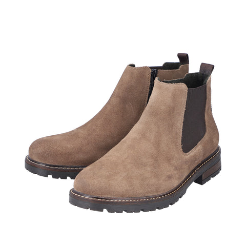 Rieker 32051-64 Brown Mens Casual Comfort Chunky Chelsea Ankle Boots