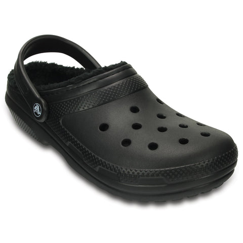 Crocs Classic Lined Clog Black Unisex Croslite Casual Slip On Shoes Lightweight Beach Slip On Clogs