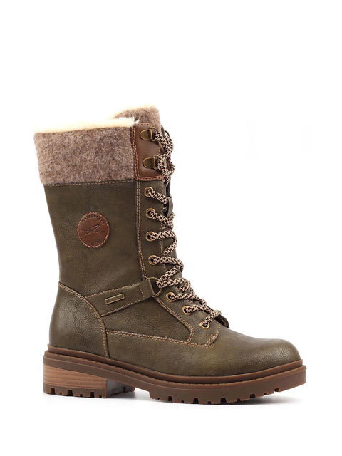 Lunar Cambridge Khaki Womens Casual Comfort Ice Grip Waterproof Zip Up Ankle Boots