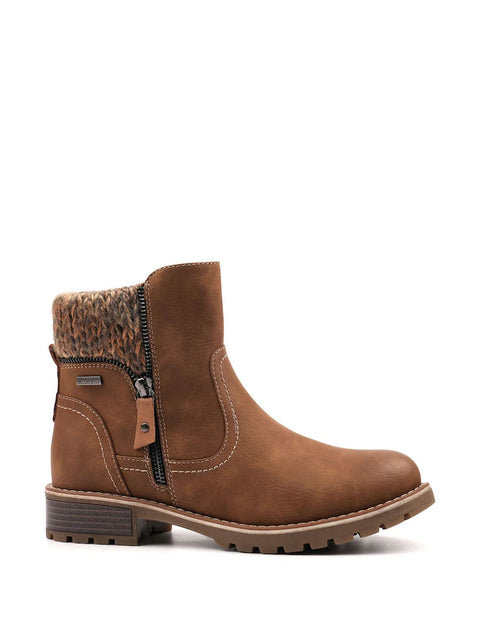Lunar Breeze Tan Womens Casual Comfort Waterproof Zip Up Ankle Boots